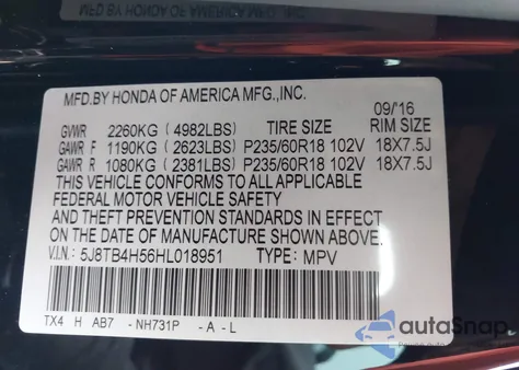 2017 Acura Rdx Technology Acurawatch Plus Packages/W/Technology Package z USA, uszkodzony, nr VIN 5J8TB4H56HL018951